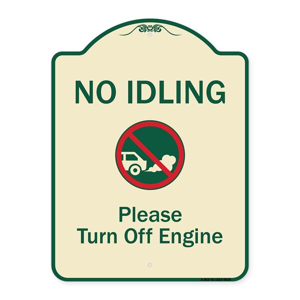 Designer Series-No Idling Please Turn Off Engine With Graphic, 24" x 18", TG-1824-9829